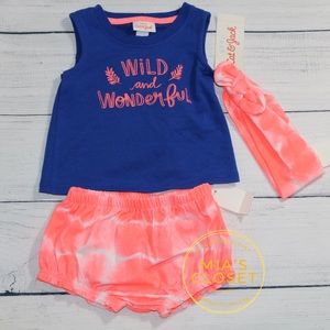 NWT Cat & Jack  Girls Top & Bottom 3pc Set 3-6mo